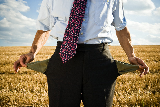 Turned-out pockets in wheat field.