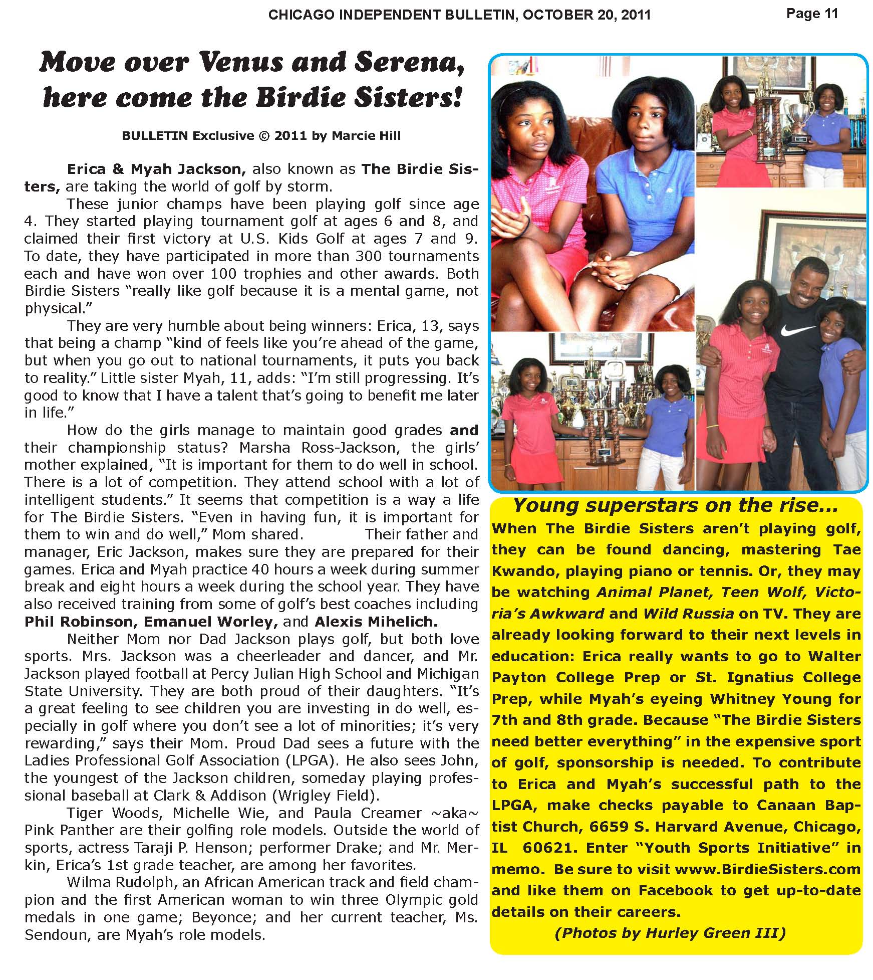 The Birdie Sisters - independent Bulletin Newspaper