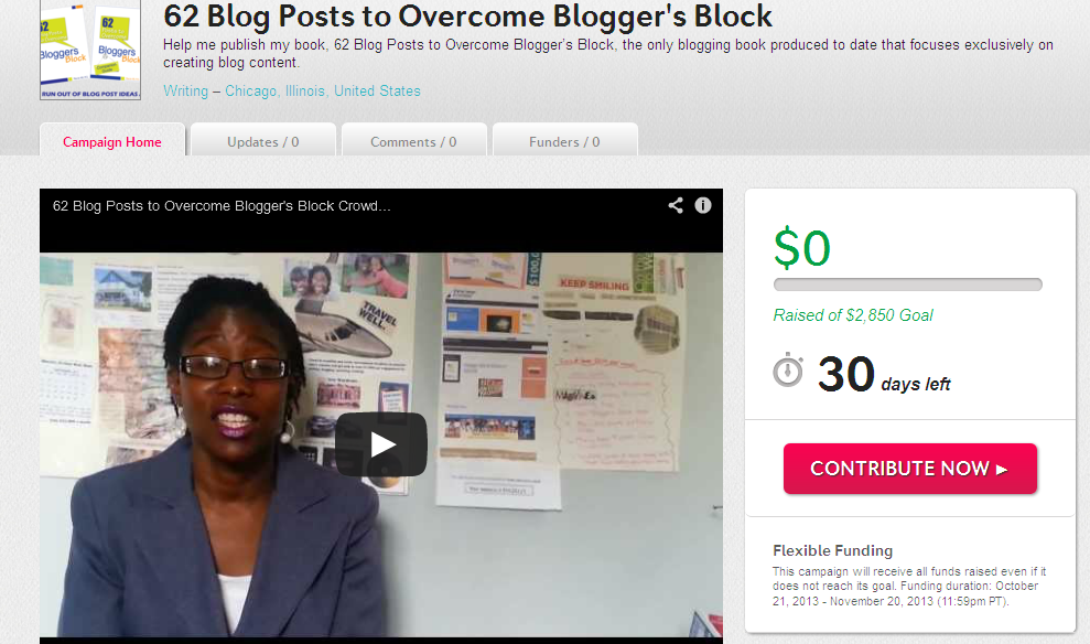 62 Blog Posts to Overcome Blogger's Block Indiegog Campaign