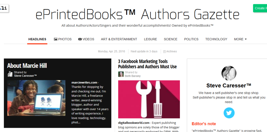 ePrinted Books Author Gazette - Marcie Hill